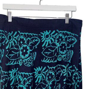 Penang Batik Factory 100% Cotton Blue Print Wrap Maxi Skirt - SIze L